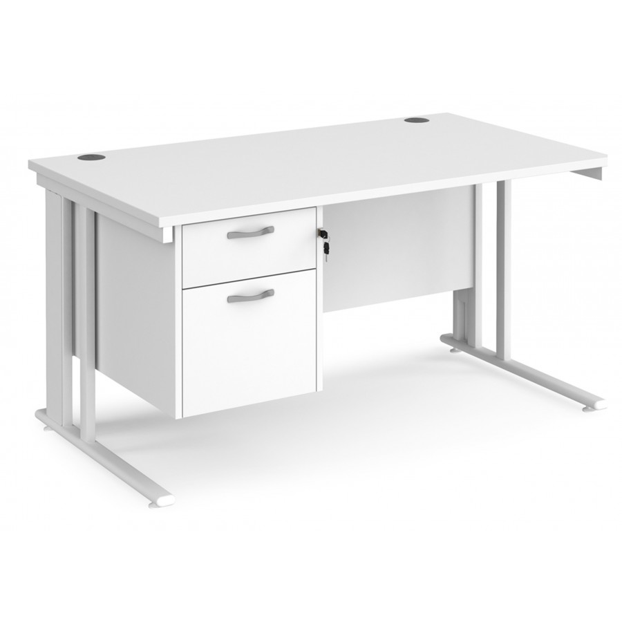 Maestro Cable Managed 800mm Desk with Two Drawer Pedestal